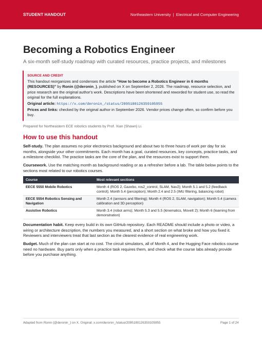Cover page of Becoming a Robotics Engineer
